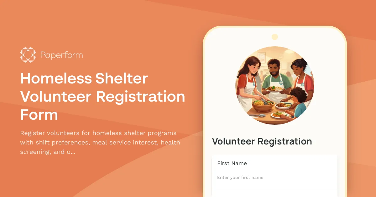 Homeless Shelter Volunteer Registration Form