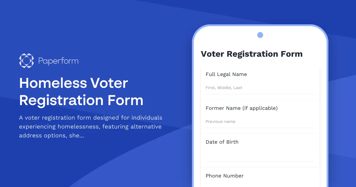 Homeless Voter Registration Form