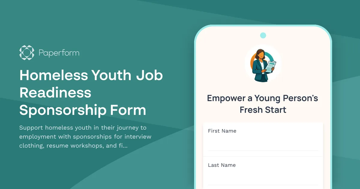 Homeless Youth Job Readiness Sponsorship Form