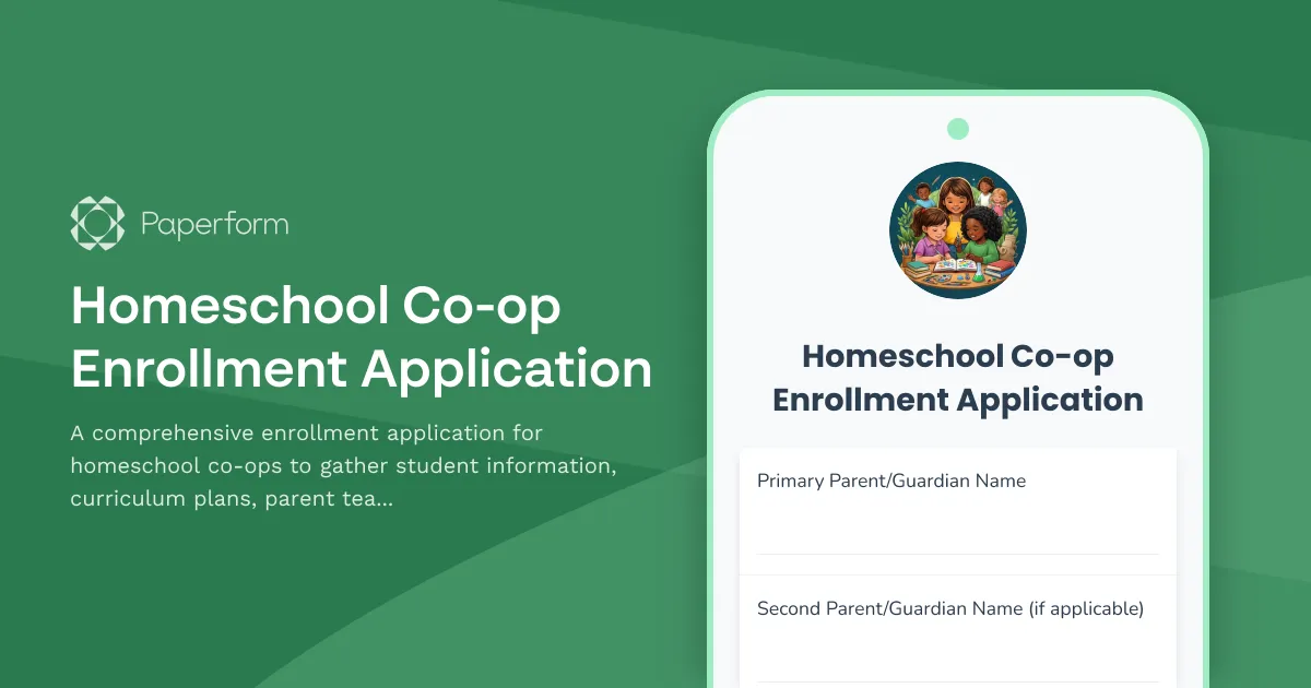 Homeschool Co-op Enrollment Application
