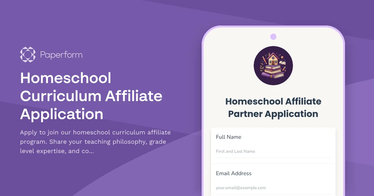 Homeschool Curriculum Affiliate Application