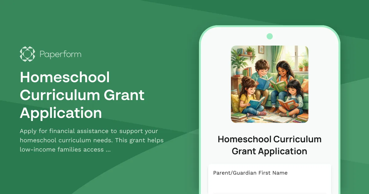 Homeschool Curriculum Grant Application