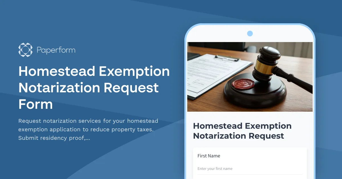 Homestead Exemption Notarization Request Form