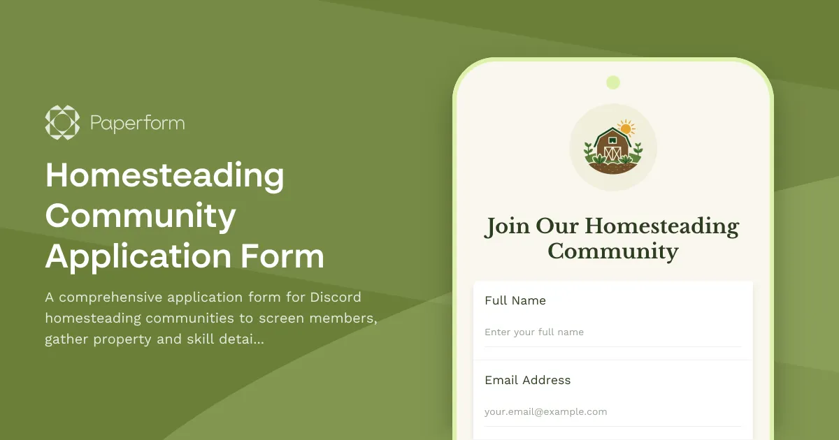 Homesteading Community Application Form