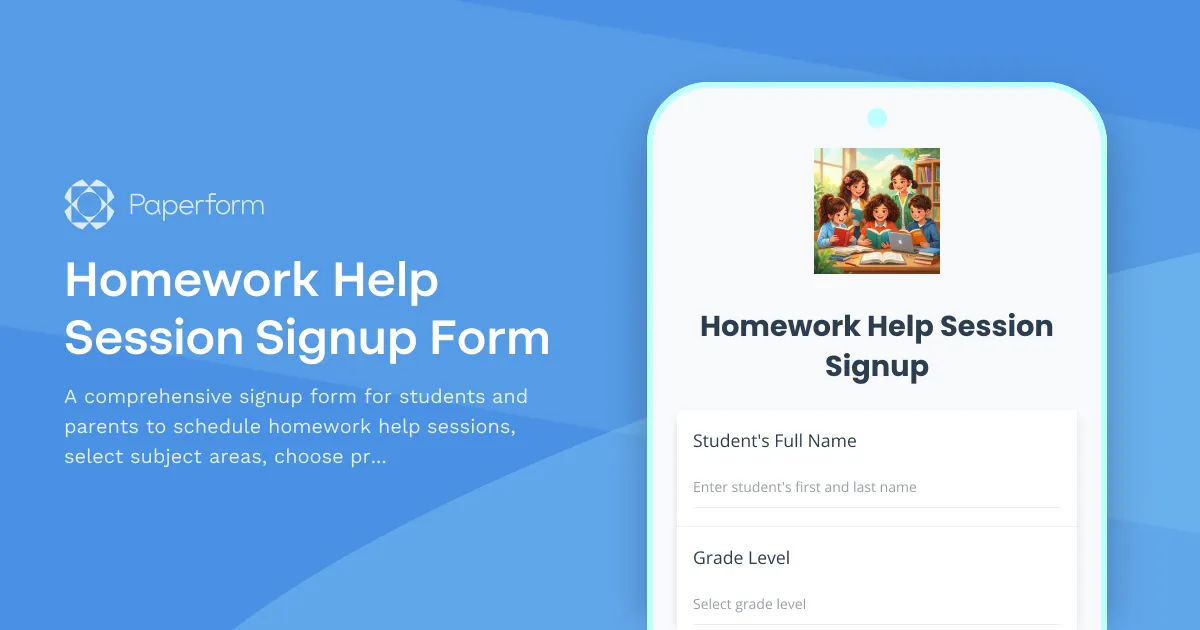 Homework Help Session Signup Form