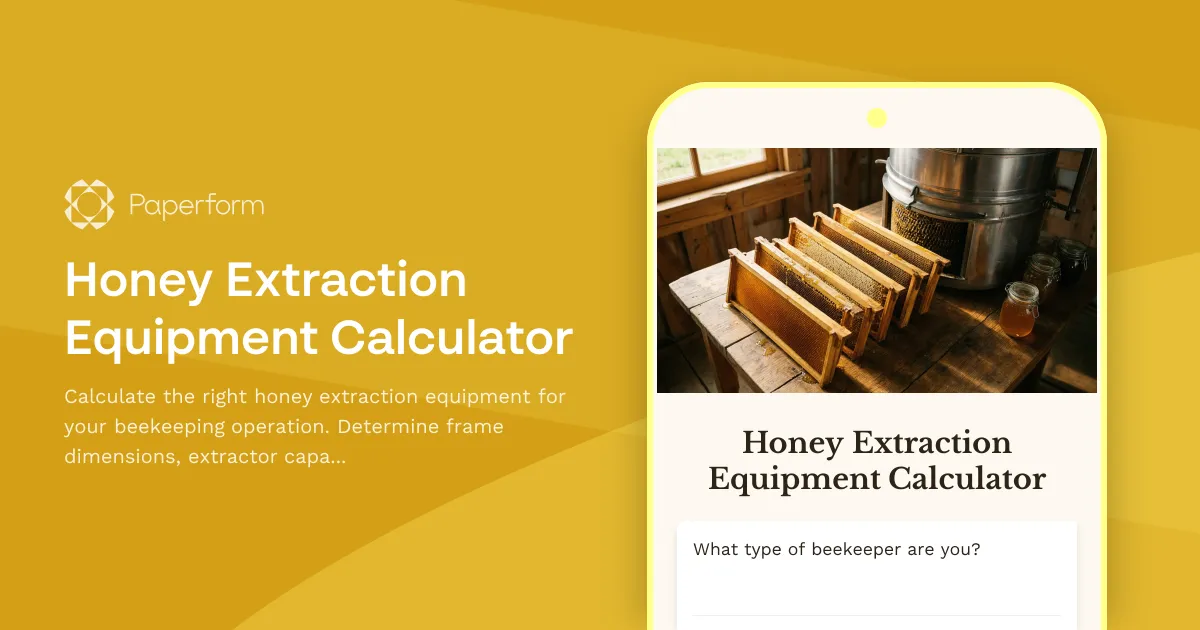 Honey Extraction Equipment Calculator