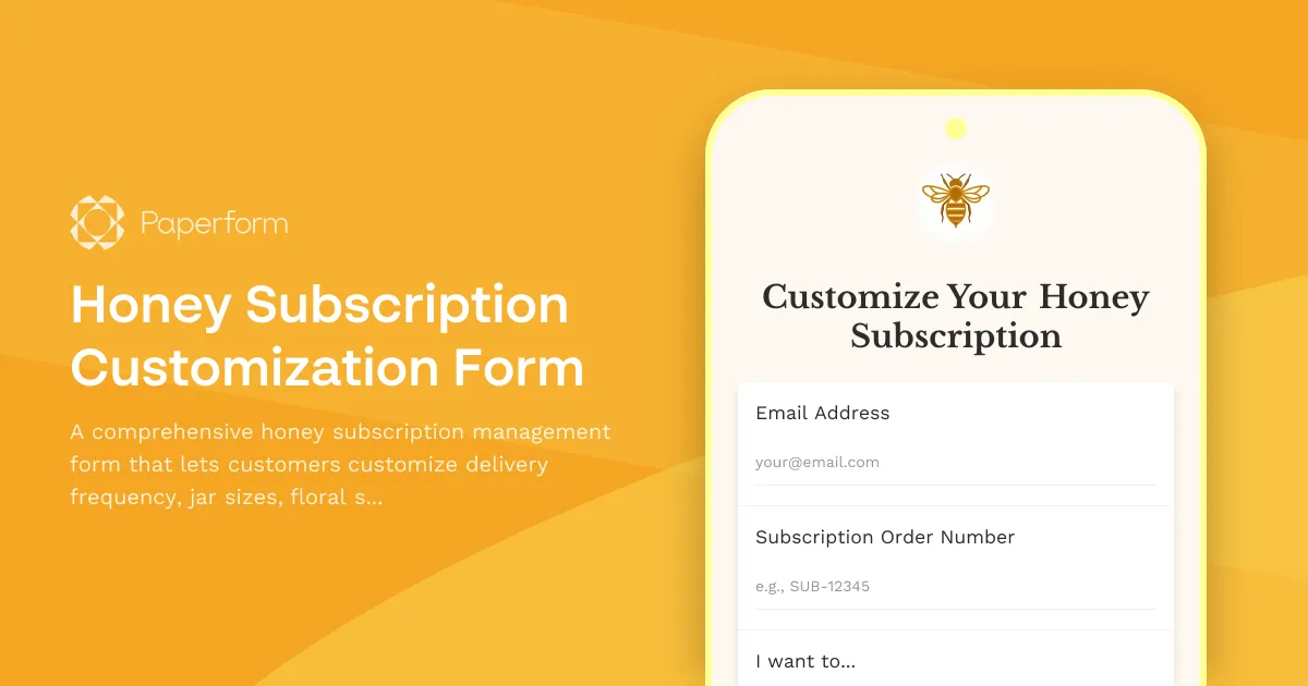 Honey Subscription Customization Form