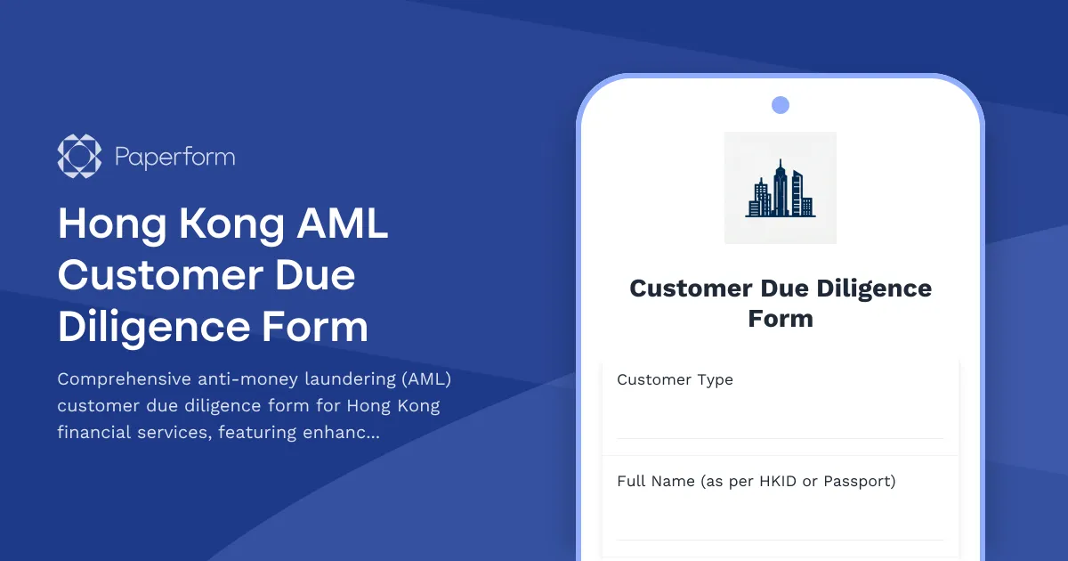 Hong Kong AML Customer Due Diligence Form