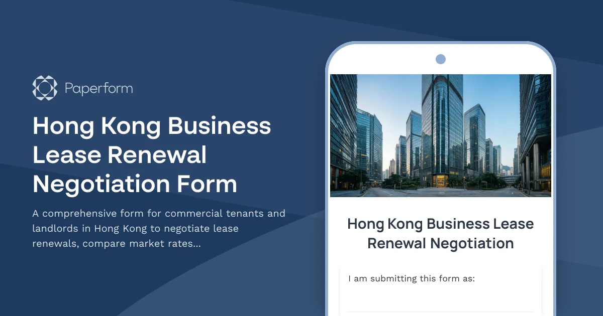 Hong Kong Business Lease Renewal Negotiation Form
