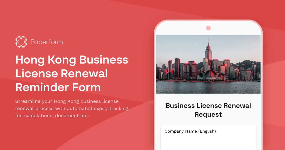 Hong Kong Business License Renewal Reminder Form