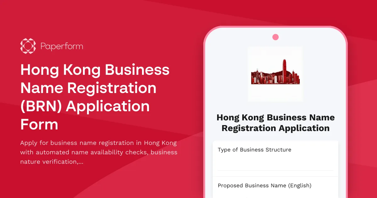 Hong Kong Business Name Registration (BRN) Application Form