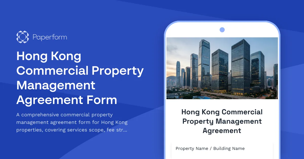 Hong Kong Commercial Property Management Agreement Form