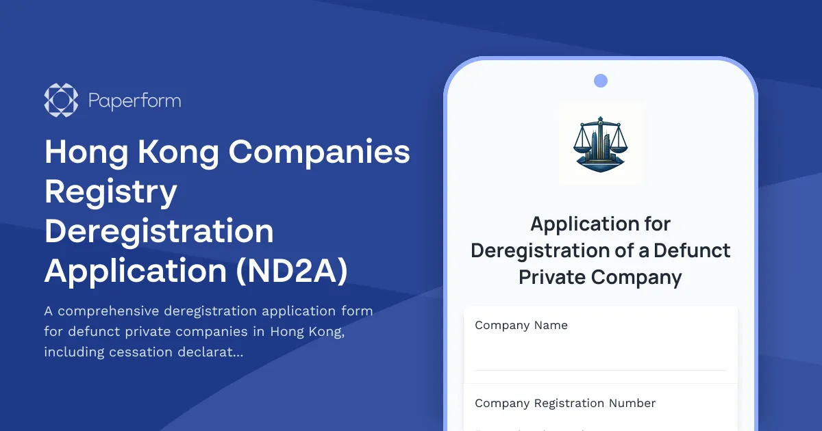 Hong Kong Companies Registry Deregistration Application (ND2A)