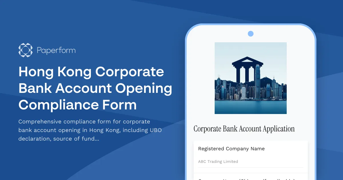 Hong Kong Corporate Bank Account Opening Compliance Form