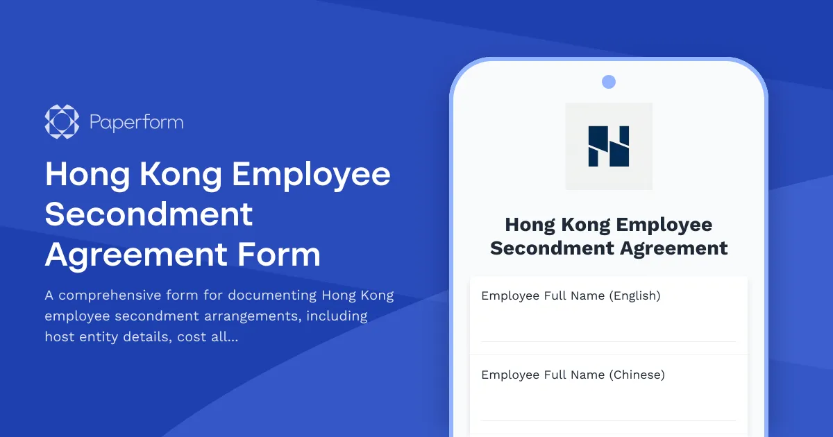Hong Kong Employee Secondment Agreement Form
