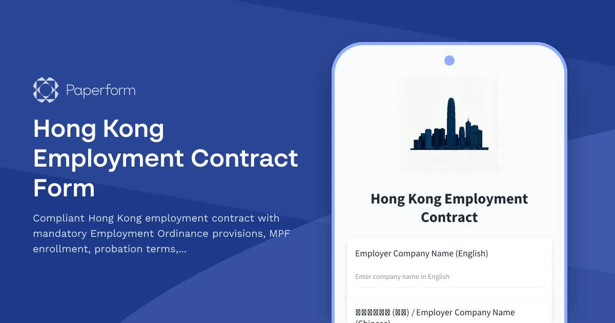 Hong Kong Employment Contract Form
