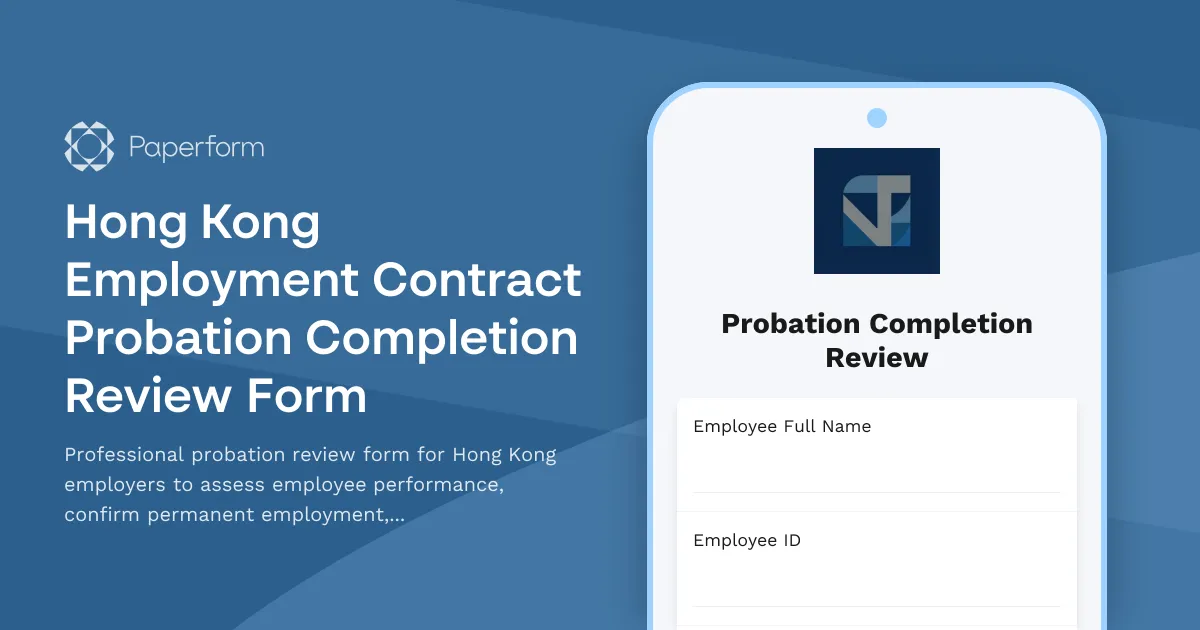 Hong Kong Employment Contract Probation Completion Review Form