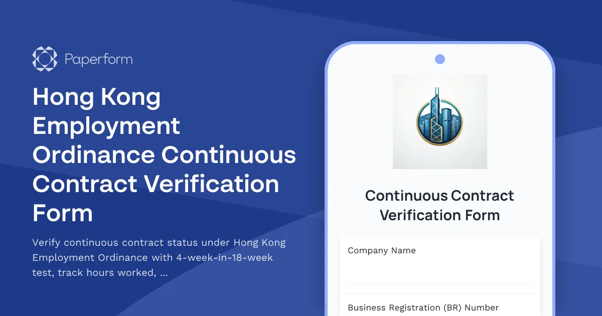 Hong Kong Employment Ordinance Continuous Contract Verification Form