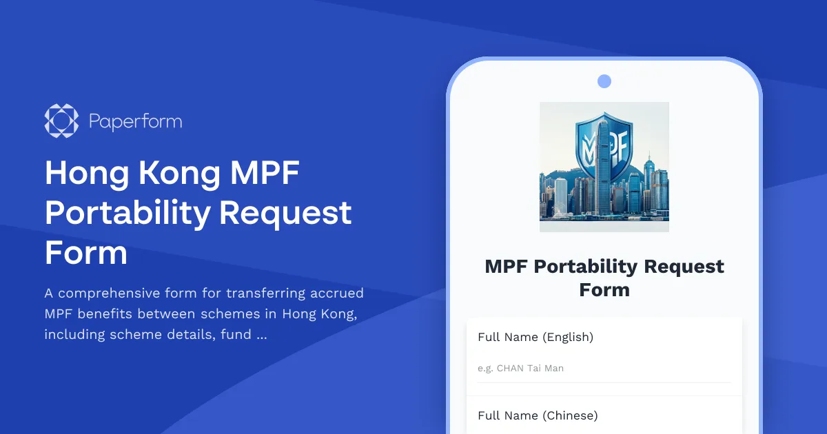 Hong Kong MPF Portability Request Form