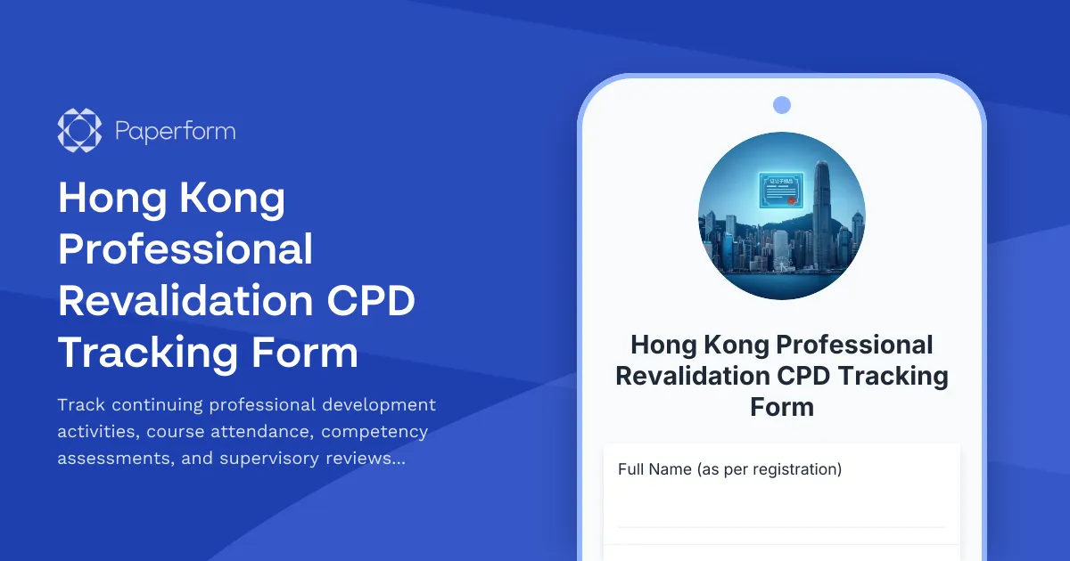 Hong Kong Professional Revalidation CPD Tracking Form