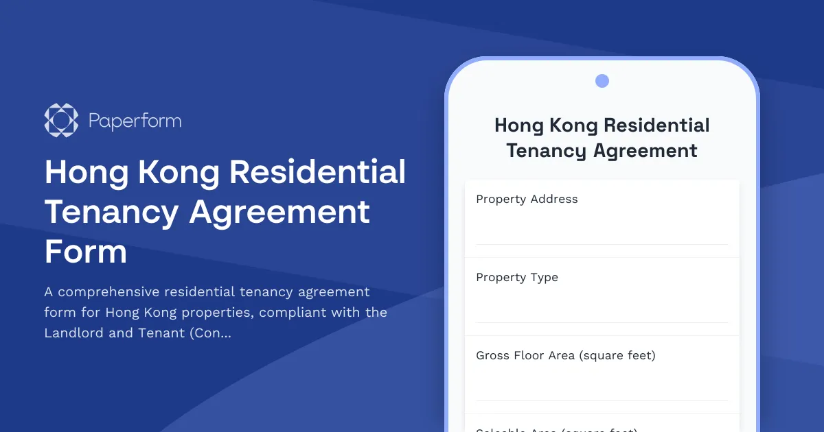 Hong Kong Residential Tenancy Agreement Form