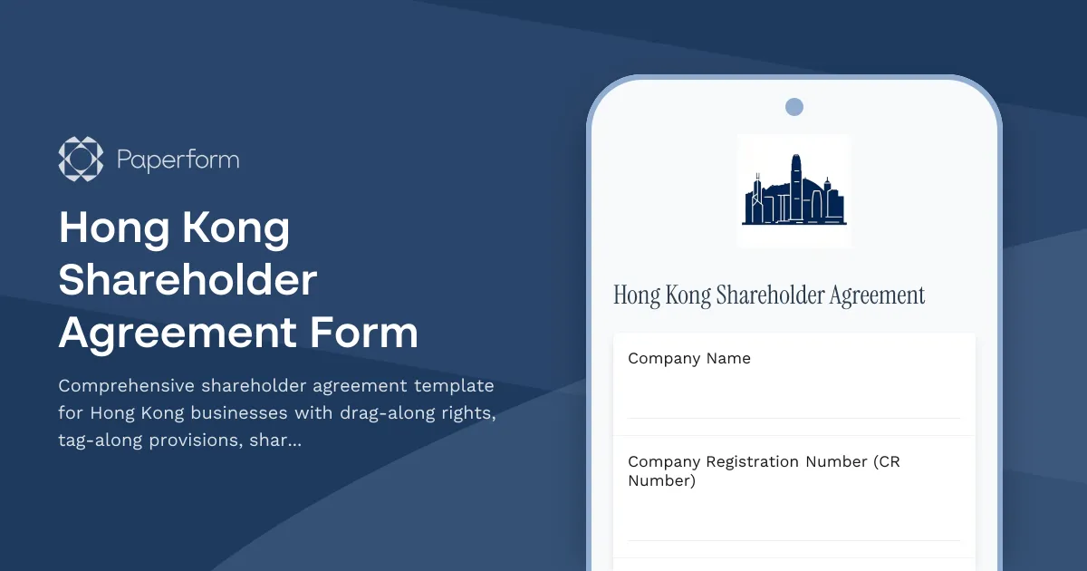 Hong Kong Shareholder Agreement Form