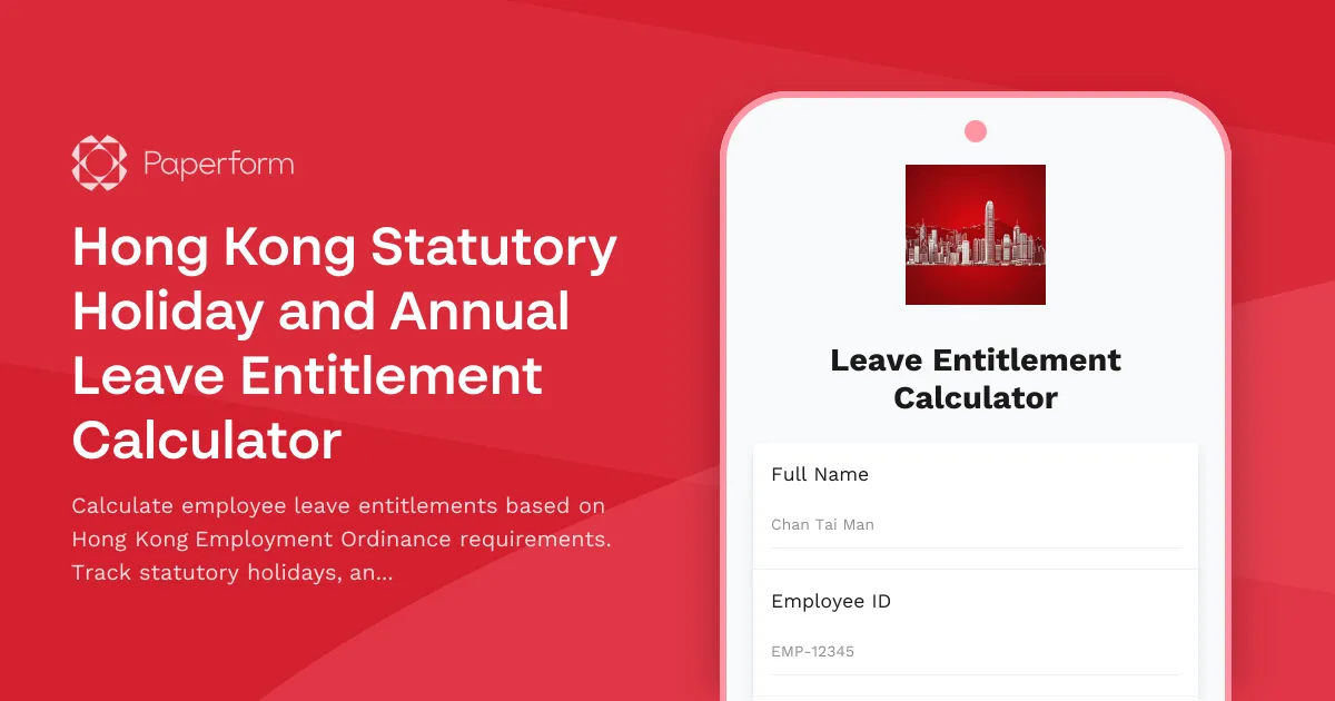 Hong Kong Statutory Holiday and Annual Leave Entitlement Calculator