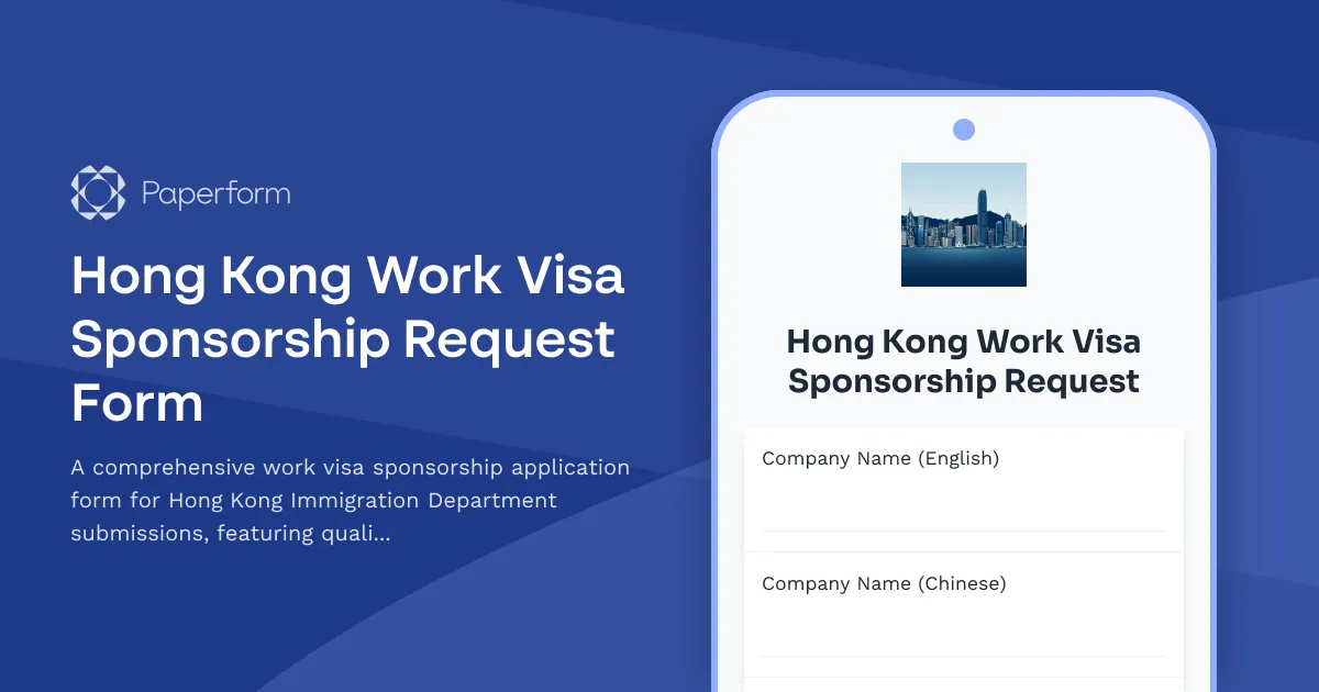 Hong Kong Work Visa Sponsorship Request Form