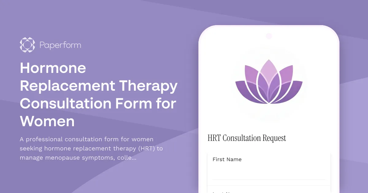 Hormone Replacement Therapy Consultation Form for Women