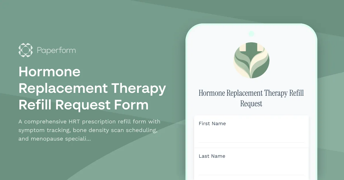 Hormone Replacement Therapy Refill Request Form