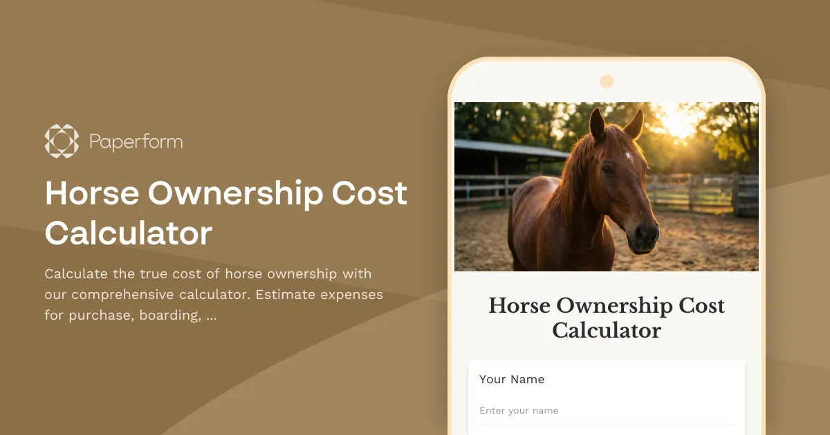 Horse Ownership Cost Calculator