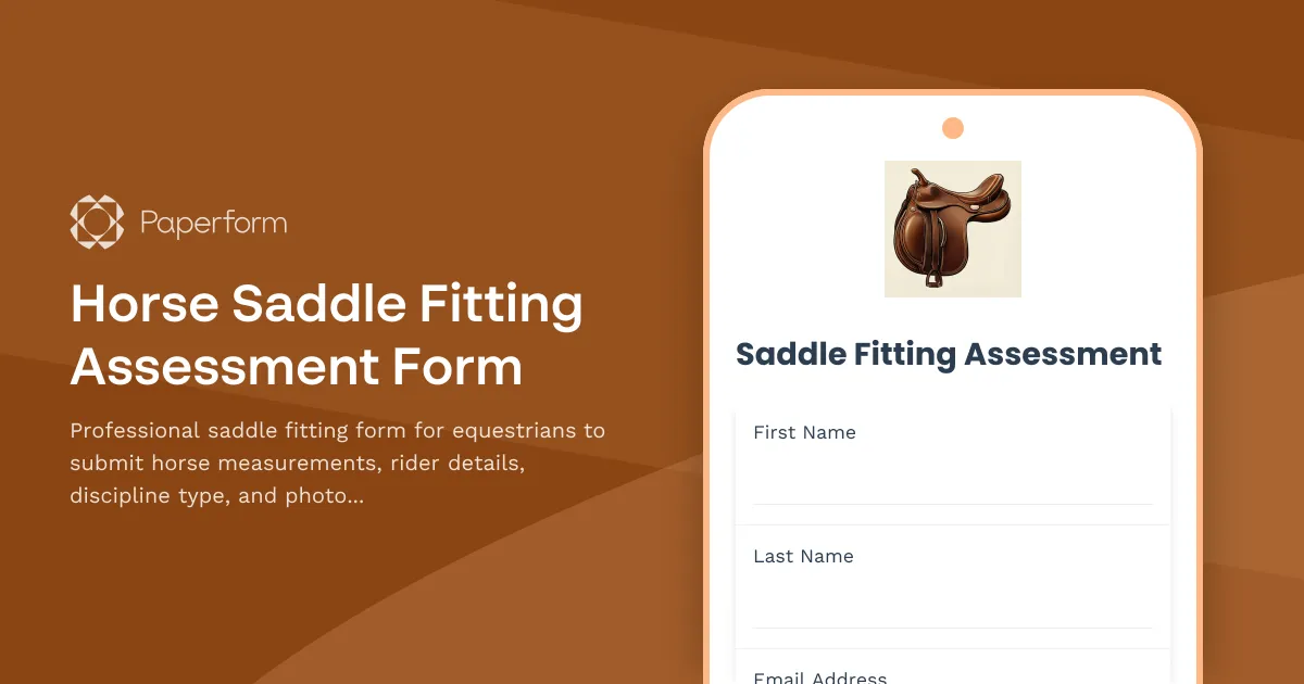 Horse Saddle Fitting Assessment Form