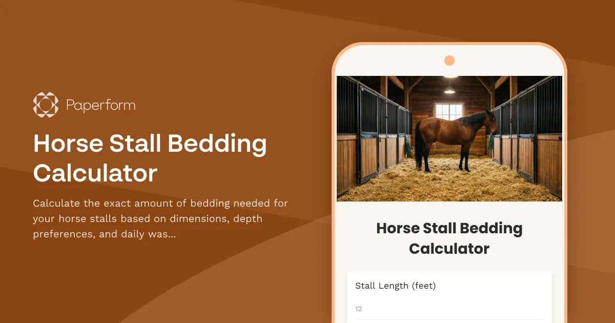 Horse Stall Bedding Calculator