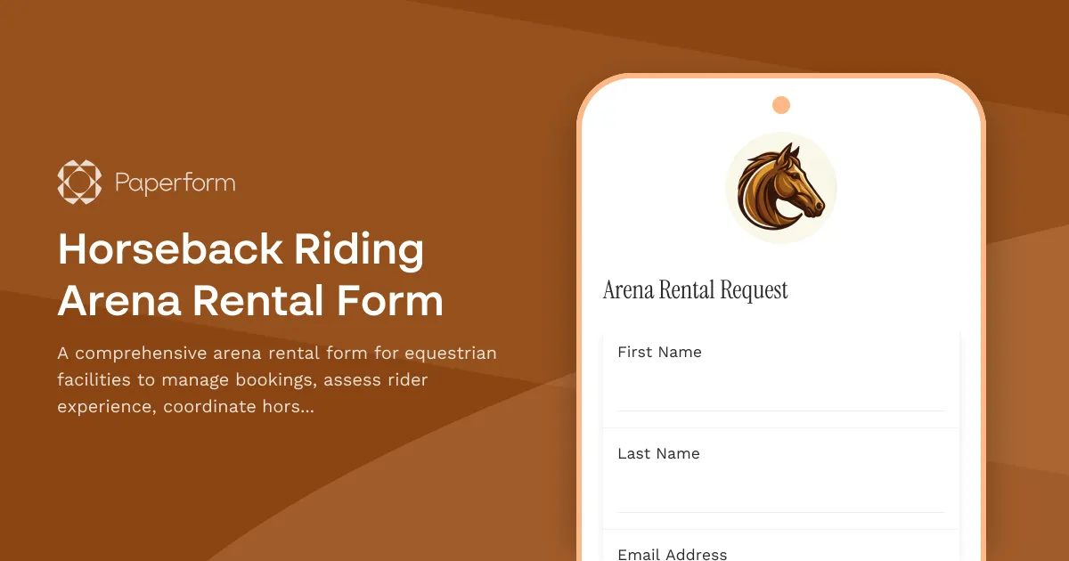 Horseback Riding Arena Rental Form