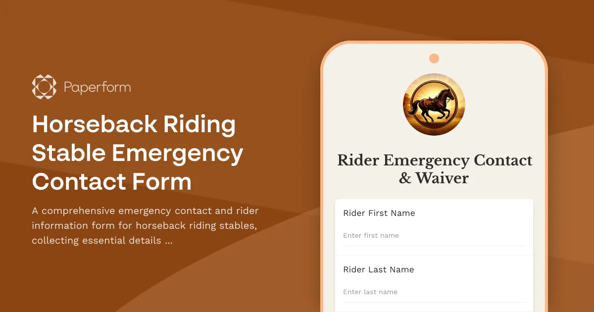 Horseback Riding Stable Emergency Contact Form