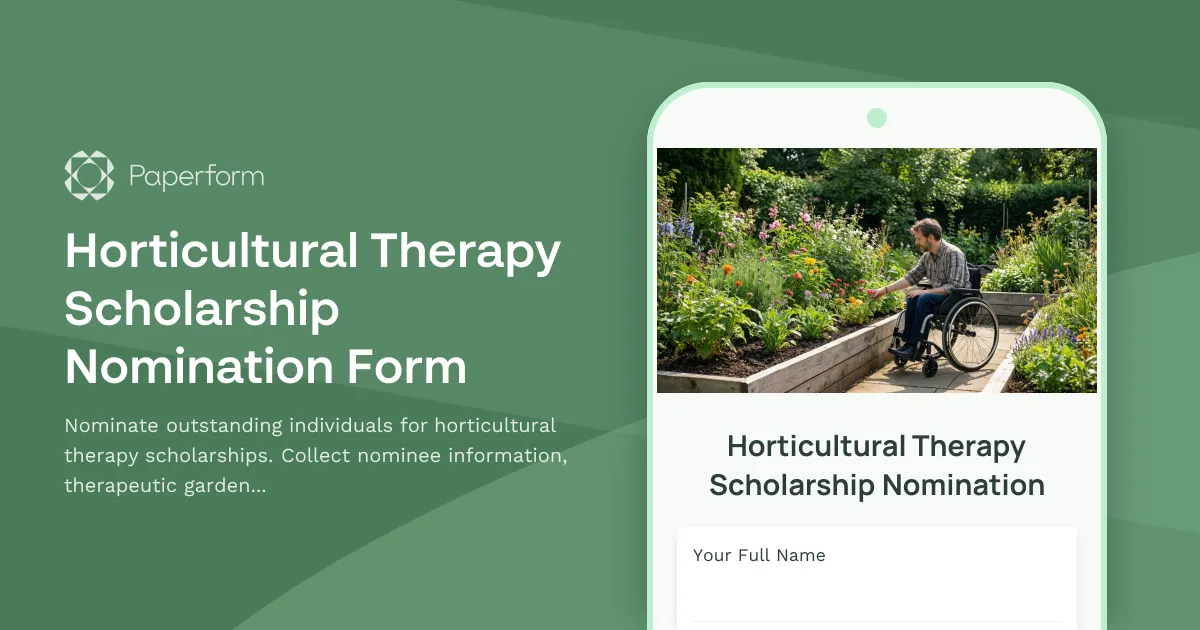 Horticultural Therapy Scholarship Nomination Form