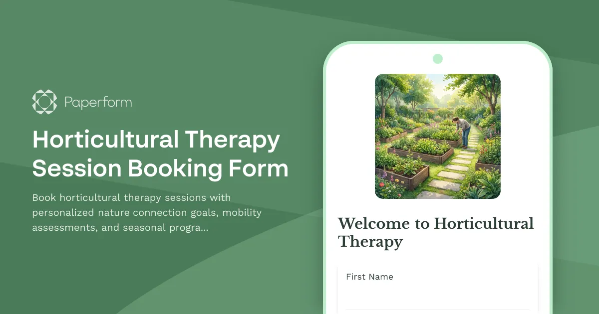 Horticultural Therapy Session Booking Form