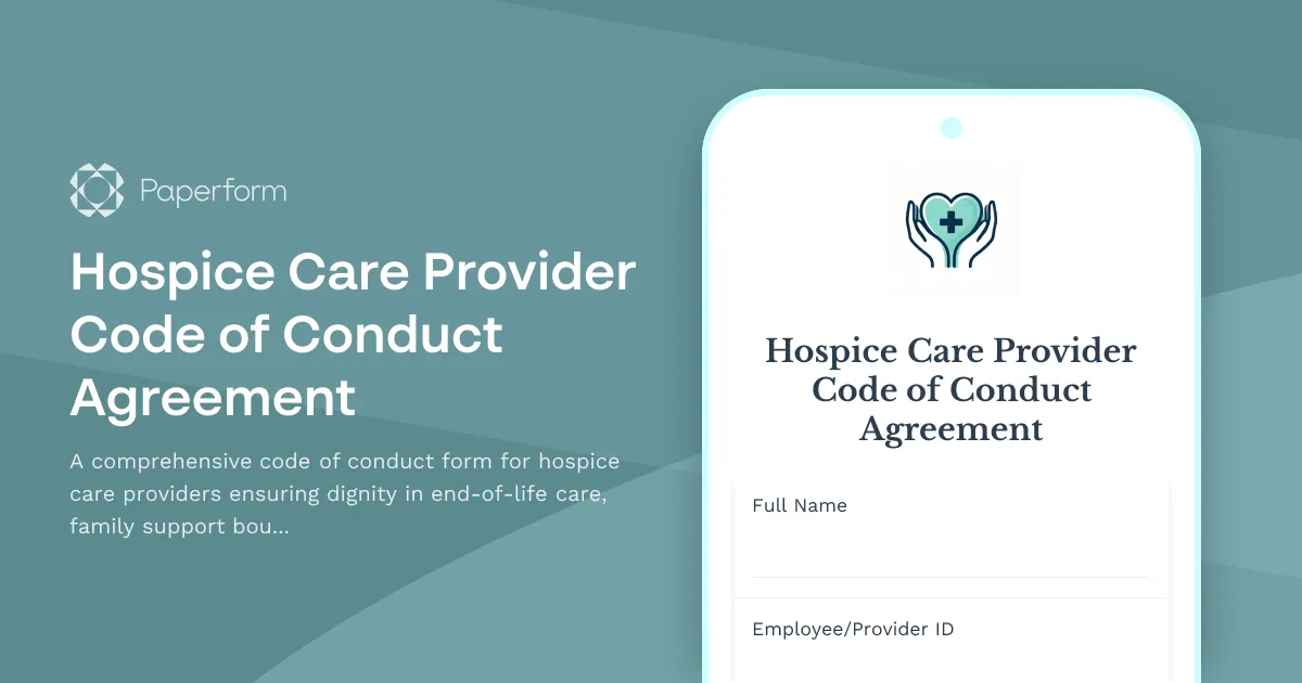Hospice Care Provider Code of Conduct Agreement