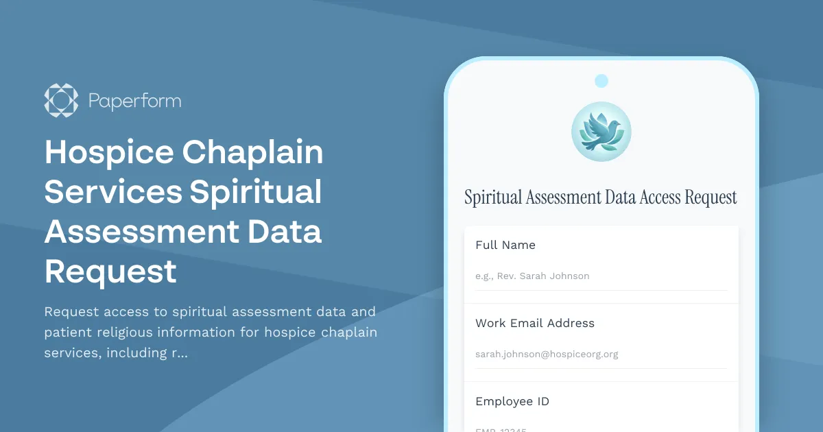 Hospice Chaplain Services Spiritual Assessment Data Request