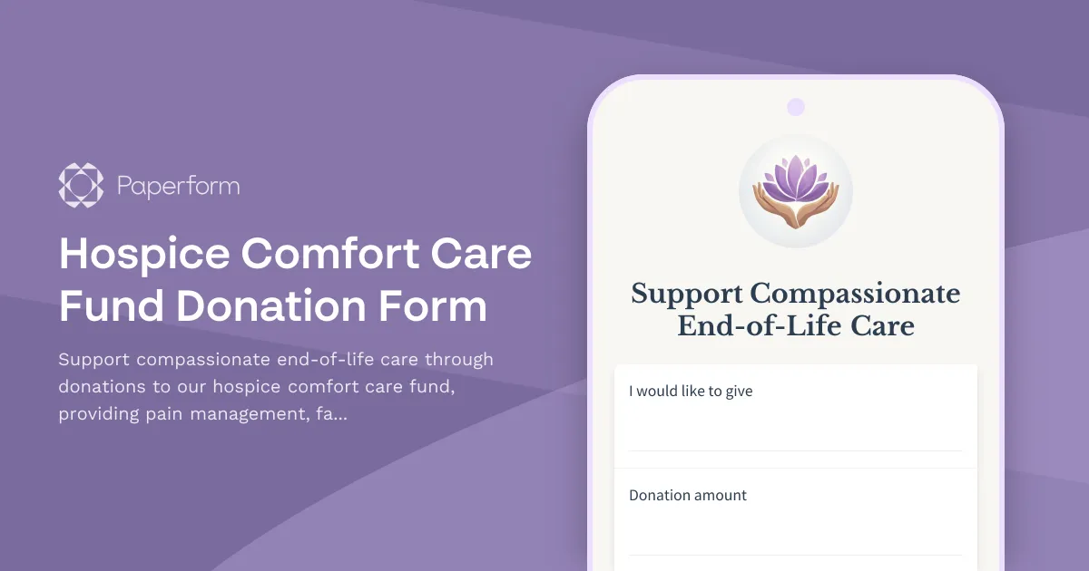 Hospice Comfort Care Fund Donation Form