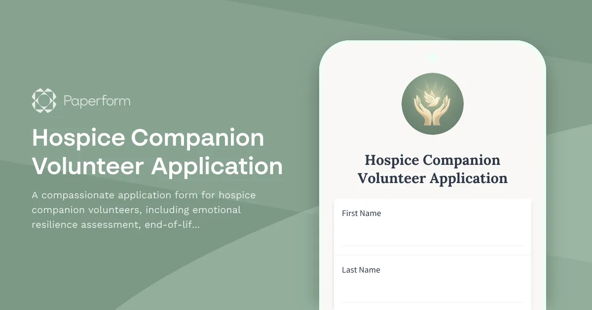 Hospice Companion Volunteer Application