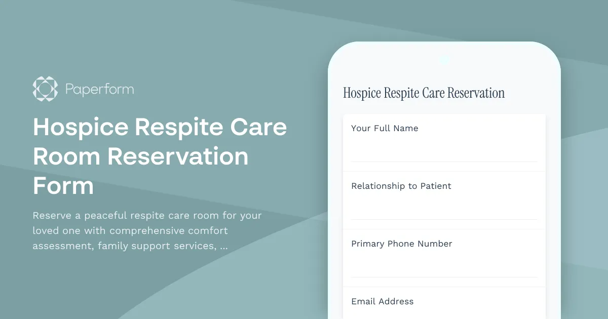 Hospice Respite Care Room Reservation Form