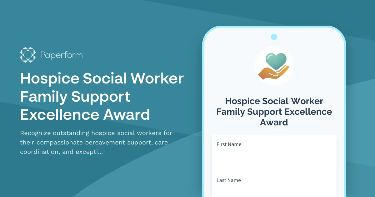Hospice Social Worker Family Support Excellence Award