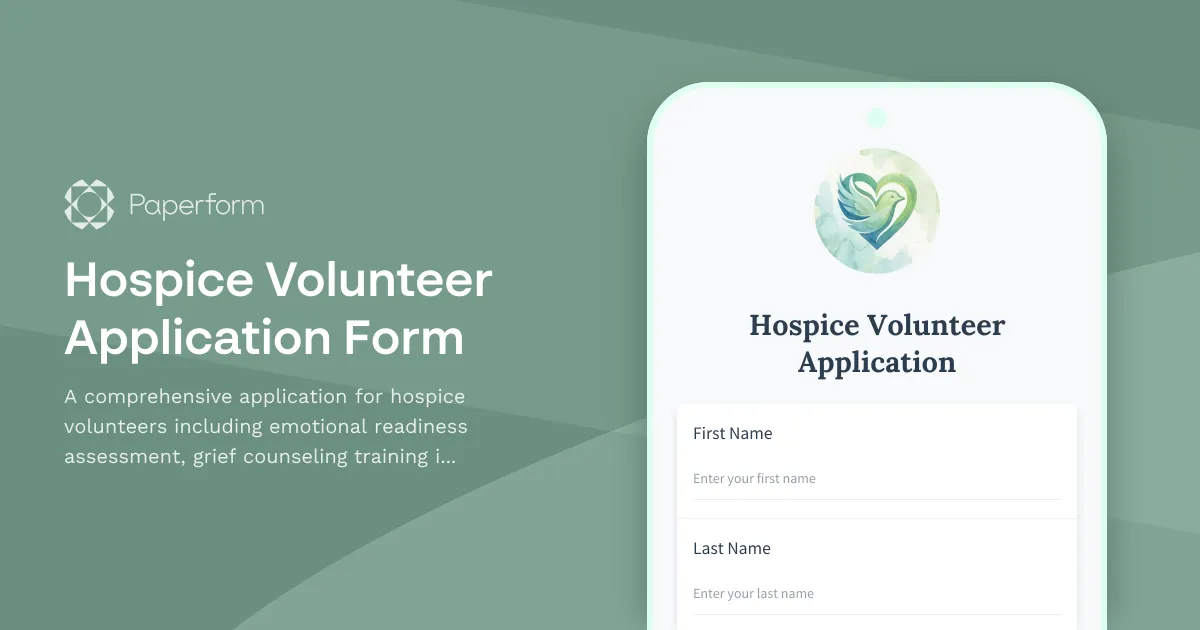 Hospice Volunteer Application Form