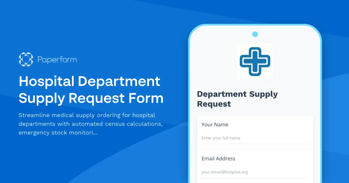 Hospital Department Supply Request Form