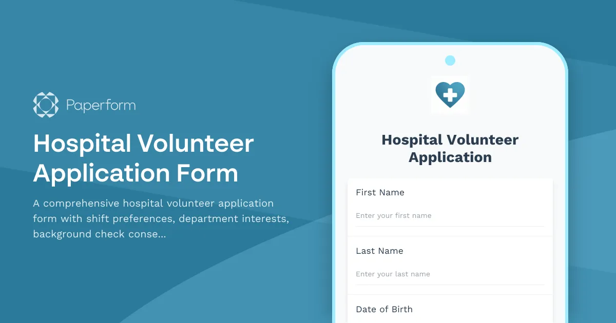 Hospital Volunteer Application Form