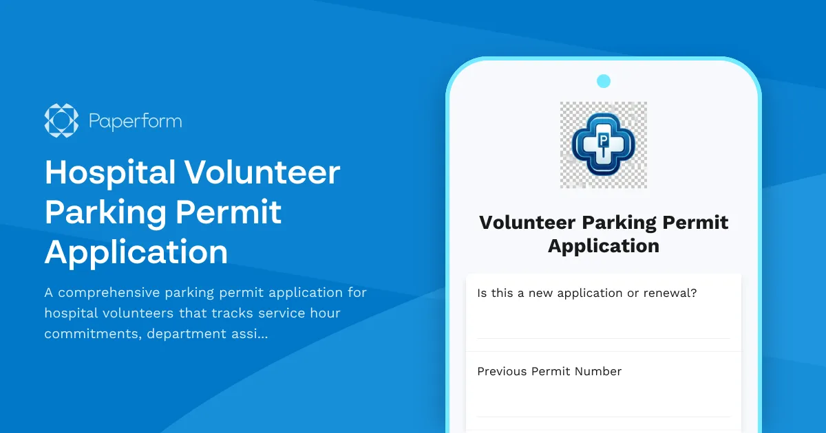 Hospital Volunteer Parking Permit Application