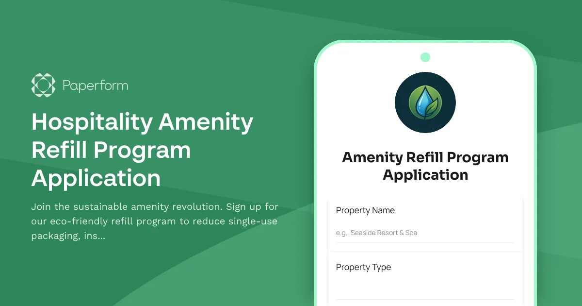 Hospitality Amenity Refill Program Application