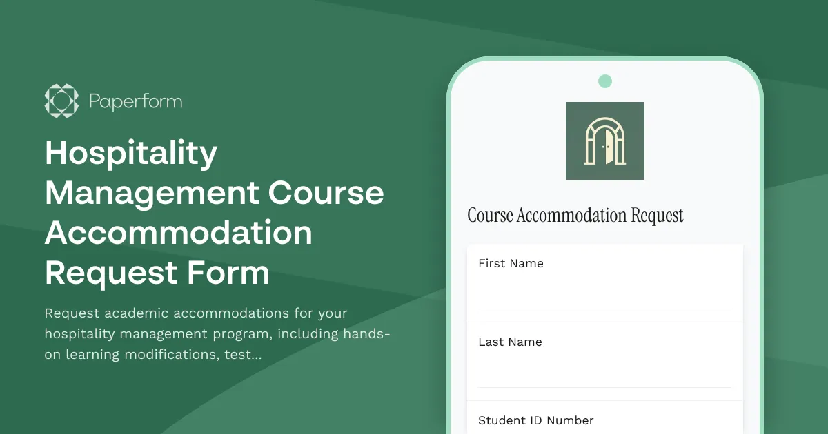 Hospitality Management Course Accommodation Request Form