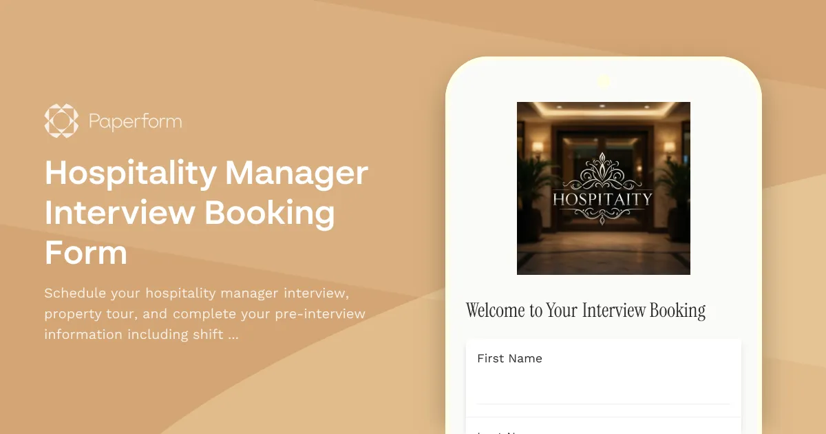 Hospitality Manager Interview Booking Form